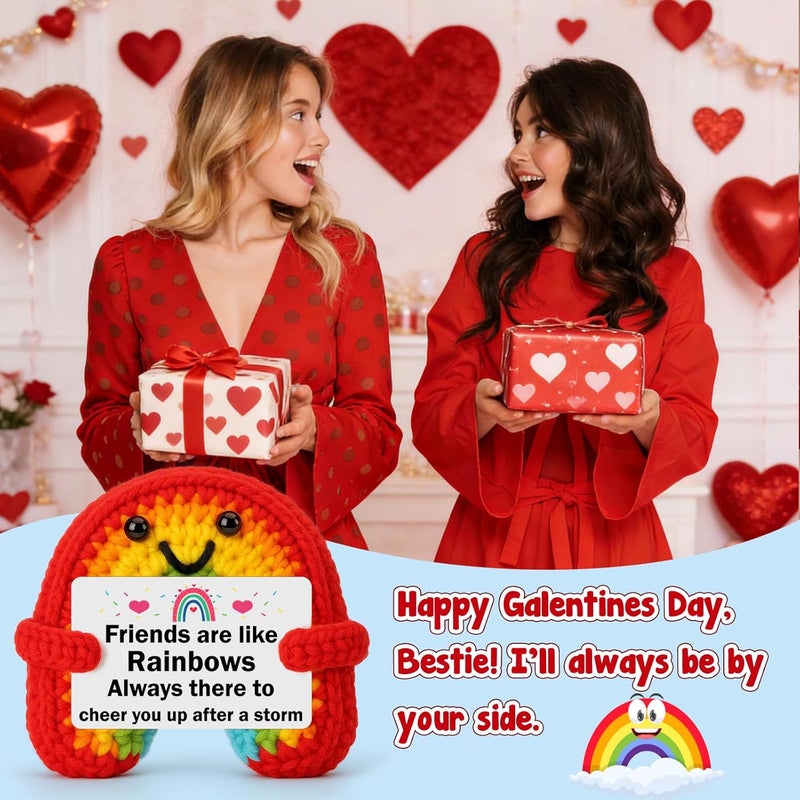 BuiltFit Valentines Galentines for Friend Gifts - Valentine's Valentine Day Crochet Rainbow Emotional Inspirational Support Birthday Positive Friendship Gifts for Men Best Friends BFF Work Bestie - Image 4